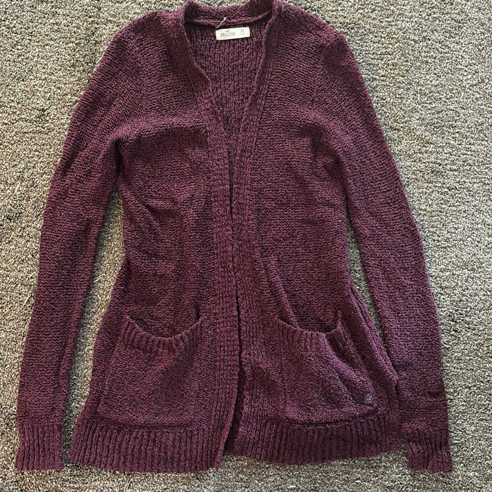 Hollister red knit cardigan size XS
